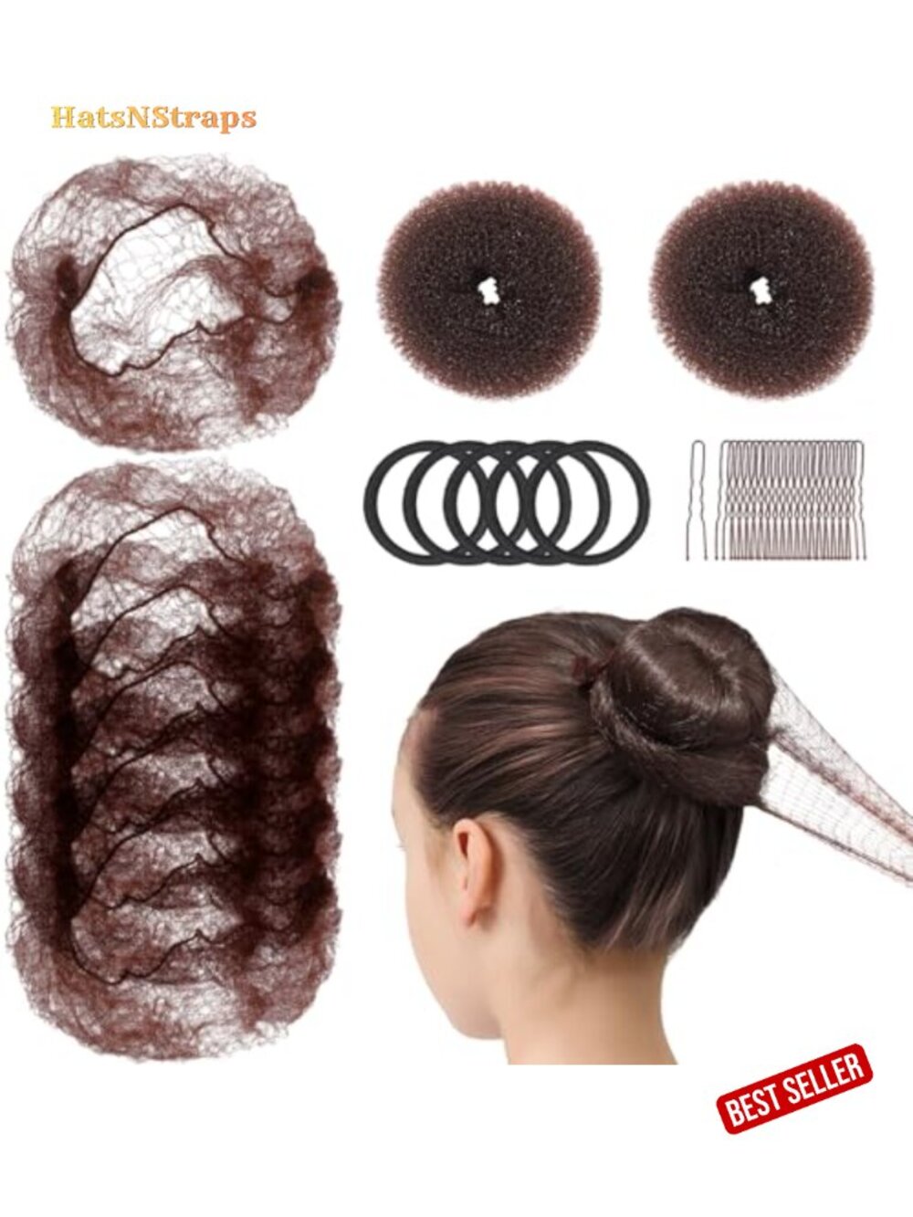 Kids Hair Bun Maker Kit Small Donut Shapers Invisible Hair Nets Bobby Pins